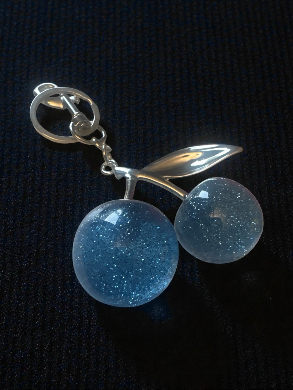 Blue Cherry Keychain Bag Charm